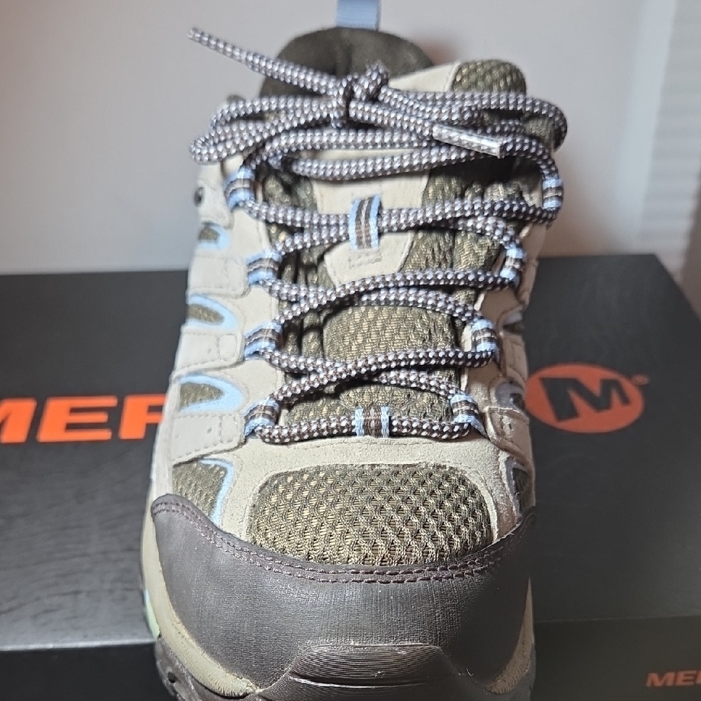 Merrell Women's Moab 2 WP Brindle Shoes - Tan and Gray 10.5 - Picture 4 of 8